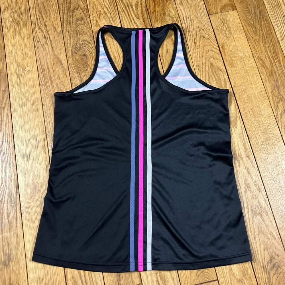 Adidas Pink‎ Breast Cancer Stripe Racerback Tank Top Activewear Athletic Size L - Picture 2 of 3
